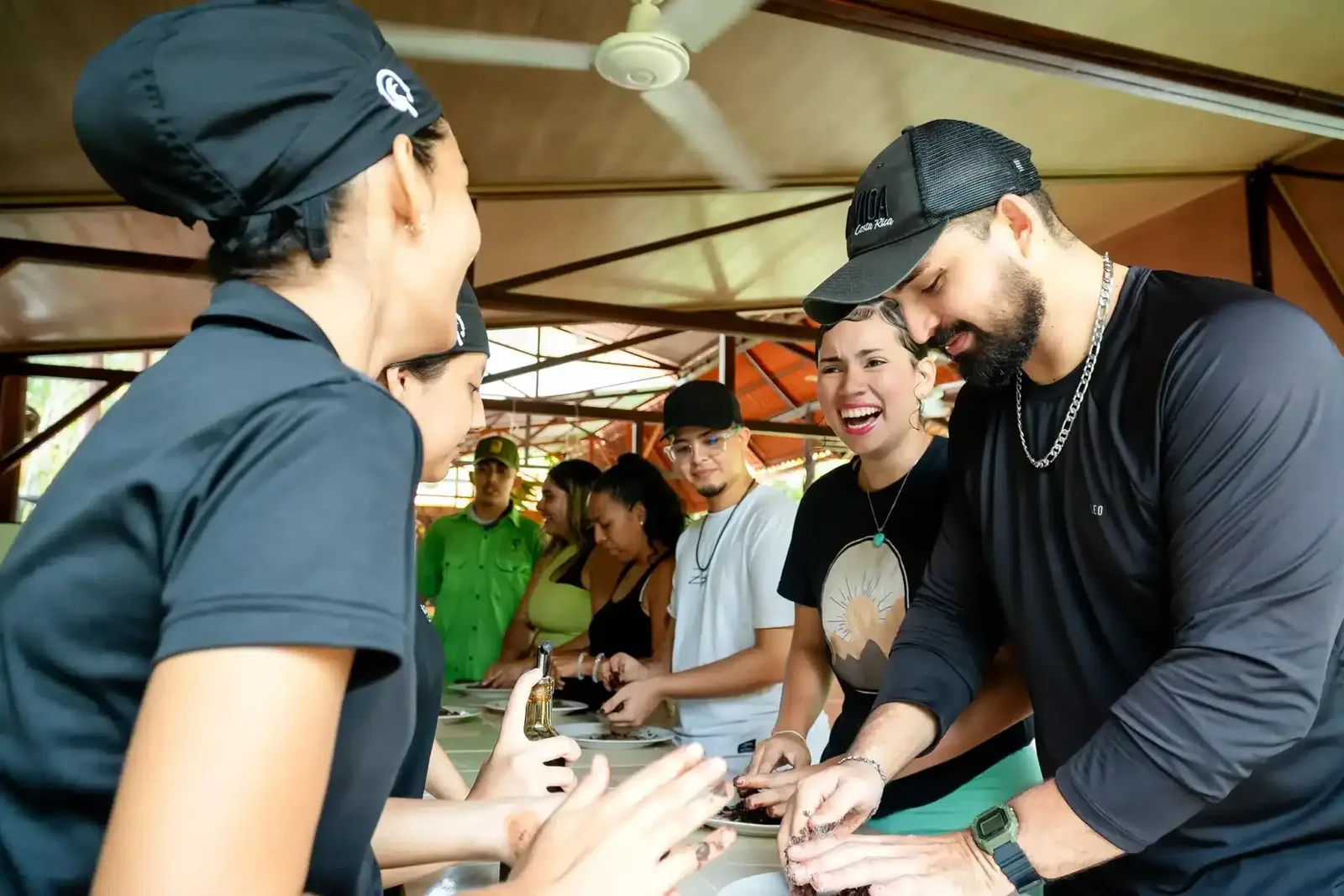 A group preparing ingredients for the Local Flavor Cooking Class in Quespos Costa Rica