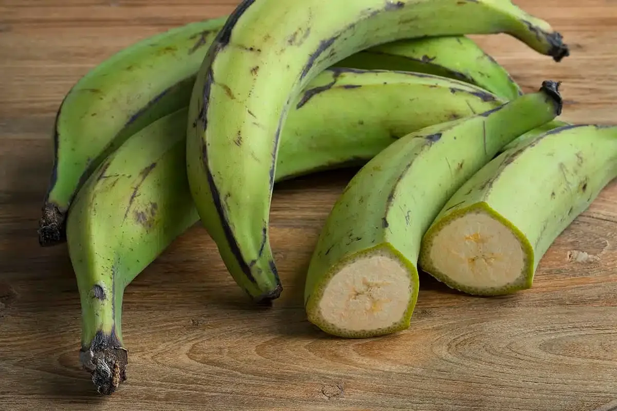 Plátanos verdes para el ceviche de la experiencia de cocina